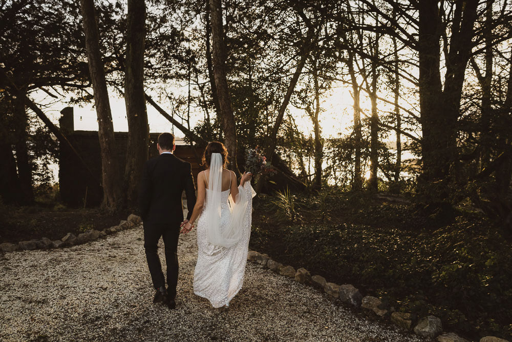 Photoshoot of the bride and groom at Ashley park house