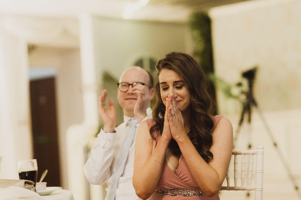 Emotional wedding guest at Ashley Park House Tipperary