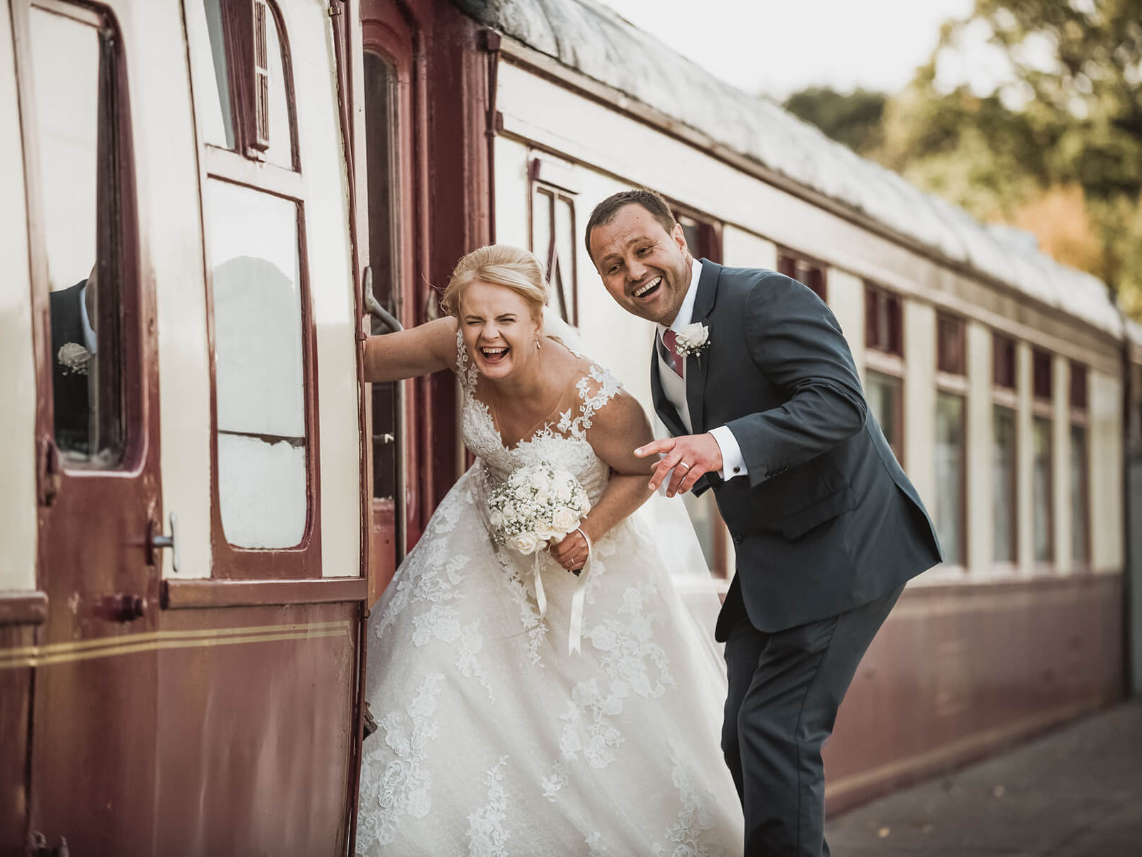 Alex Zarodov's Wedding Day - Bride and Groom Laughing